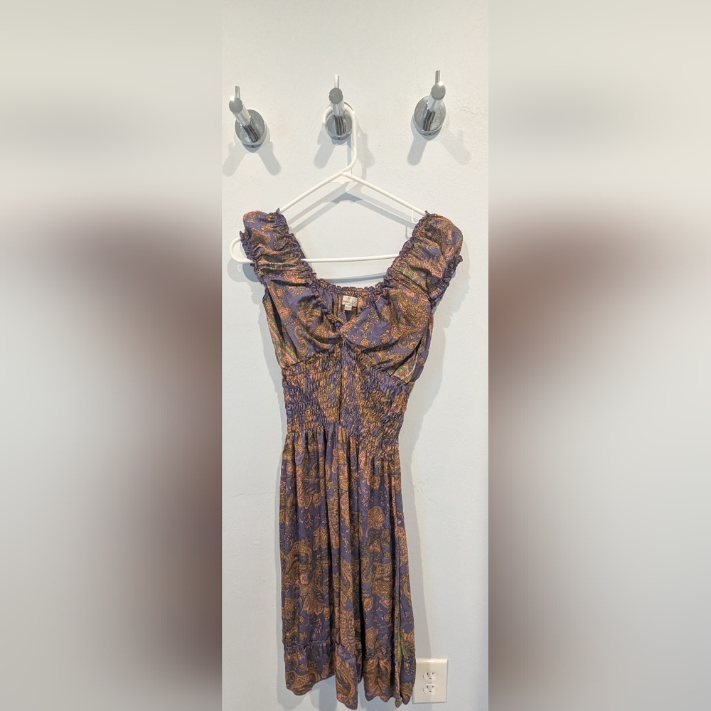 Cute Purple Floral Short Dress